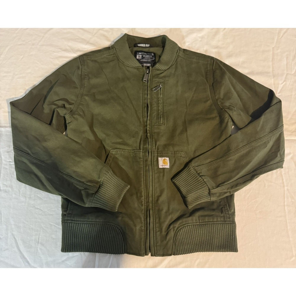 Carhartt Women's Rugged Flex Relaxed Fit Bomber Jacket Size Extra Small Green